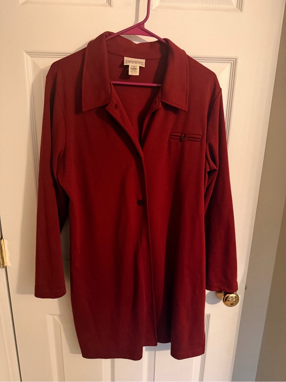 Vintage Freeport Studio L.L. Bean Burgundy Longline Jacket Tunic Shirt Size M
